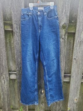 Free People We The Free   Indigo Blue High-Rise Cargo Denim Jean Sz 27 × 31